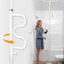 Stander Wonder Pole Plus with Rotating Double Grab Bar, Tension Mounted Security Pole for Seniors & Elderly Adults, No-Drill Floor to Ceiling Transfer Pole for Home & Bath Safety, White
