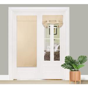PI Blackout French Door Curtain 2 Panels,Privacy Thermal Insulated Tie Up Door Window Curtain for Glass Door/Front Door/Sliding Door/Patio Door (W30XL68,Beige) (30"W x 68"L (Pack of 2))