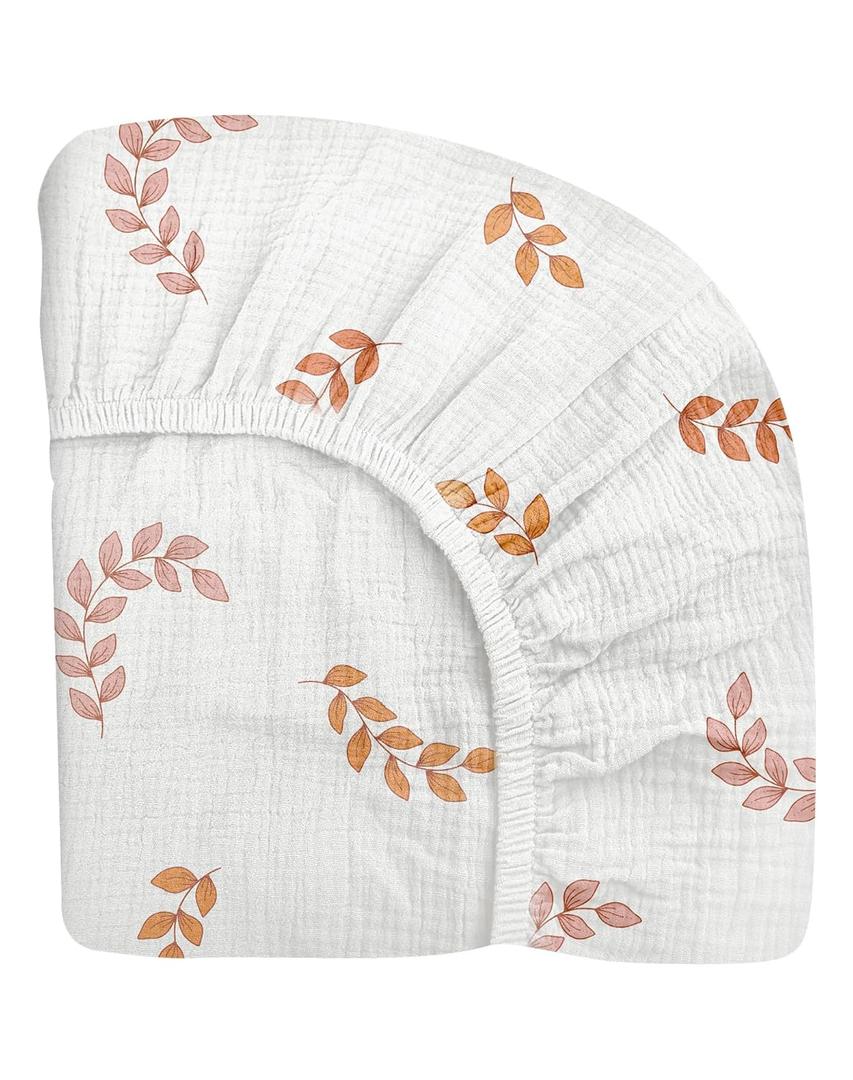 Crib Sheets for Boys Girl, Fitted Baby Toddler Bed Sheets 28" x 52", Neutral Muslin Cotton Crib Mattress Bedding Soft and Breathable Comfort (Leaf)