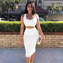 GOBLES Women's Sexy Summer Outfits Bodycon Tank Top Midi Skirt 2 Piece Dress