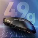 Redragon M725 Honeycomb Shell Gaming Mouse Wireless, Ultra Lightweight 49g, 8000 DPI Tri-Mode BT5.1/2.4GHz/Type-C Wired Gamer Mouse with 2 Side Buttons, Macro Programmable for PC/Mac/Laptop, Black