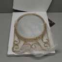 Vintage Gold Standing Mirror 10 X 15 Inch, Metal Framed Oval Table Mirror, Antique Makeup Mirror with Stand for Desk, Vanity Mirrors Tabletop for Living Room Bathroom Bedroom Shelf