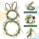 DN DECONATION Easter Bunny Spring Wreath with Egg, Twig and Berries Green Rabbit Easter Wreath for Front Door Decorations Home Farmhouse Outdoor Indoor Wall Mantel Window