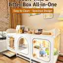 VNE Rabbit Cage with Storage Shelf & Wheels, Bunny Cage Indoor | Storage Shelf, Wheels, Transparent Door, Pull-Out Tray