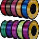 Kingroon PLA Filament, Multicolor Silk PLA Filament, Tri Color 3D Printer Filament, 1.75 mm, Dimensional Accuracy +/- 0.03 mm, 10kg Spool(22lbs) 10 Rolls, 10 Different Multicolor Filaments