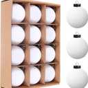 Velvet Christmas Balls Bulk Shatterproof Plastic Christmas Tree Decorations for Decorative Hanging Baubles (12, White, 3.15Inch)