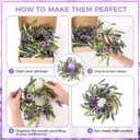 6 Pcs Mini Lavender Candle Rings Wreaths Purple Daisy Pillar Holder Small Wreath Artificial Wild Flower Spring Summer Floral Wreath for Farmhouse Porch Front Door Cabinets Table Decoration