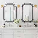 Black Wall Mirrors for Decor, 40''X28'' Large Bathroom Mirror for Vanity with Black Metal Frame, Modern Scalloped Mirror for Entryway, Dining Room, Living Room