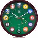 Landical Large Billiard Pool Ball Clock 14 Inch,Reddish-Brown,Round
