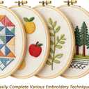 Embroidery Stitch Book Kit Embroidery Kit for Beginners Cross Stitch Kits Includes 106 Patterns,Portable Needlepoint Kit and Sewing Tools,Hand Sewing Linen Fabric Book for Beginners and Craft Lovers