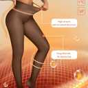 Vertvie Fleece Lined Tights Women Crotch One Seam Line Warm Sheer Pantyhose Fake Translucent Thermal Thick Tights Leggings (Small-Medium Tall)