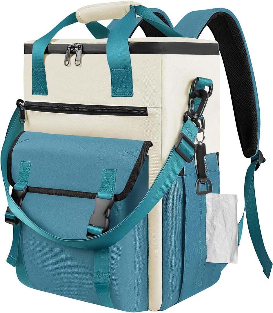 Cooler Backpack, 36 Cans Insulated & Leak Proof Backpack Cooler for Women, Stylish & Portable & Waterproof Cooler Bag, Soft Ice Chest Lunch Box for Beach Picnic Outdoor Travel Work (Teal)