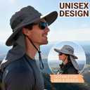 PFFY Sun Bucket Hats for Men Women Fishing Hat UV Protection Wide Brim Beach Safari Hat with Neck Flap (Black)