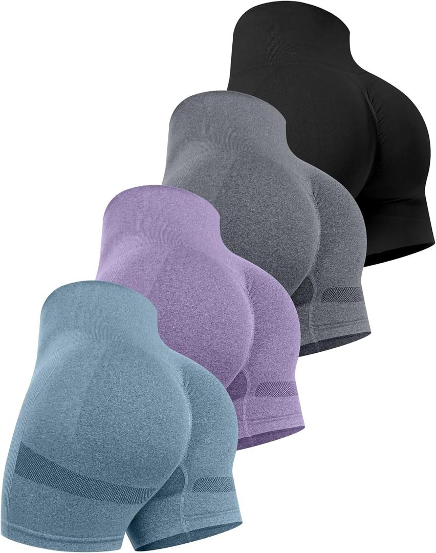 CHRLEISURE Workout Shorts Sets for Women, High Waisted Gym Butt Lifting Scrunch Butt Seamless Shorts (XL)