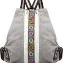 Goodhan Women Canvas Backpack Daypack Casual Shoulder Bag, Vintage Heavy-duty Anti-theft Travel Backpack, Light Grey