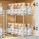 PanPanPal Pull Out Spice Rack Organizer for Inside Cabinet, 2 Tier Slide Out Spice Organization for Cabinet, Chrome Vertical Sliding Seasoning Organizer, 4.9'' Wx10.4'' Dx9.5'' H
