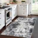 IOHOUZE Abstract Area Rug 4x6 Ft Washable Rugs for Entryway Indoor, Non Slip Small Living Room Rugs Printed Faux Wool Throw Rug, Floor Carpet for Kitchen Nursery Playroom, Black Grey