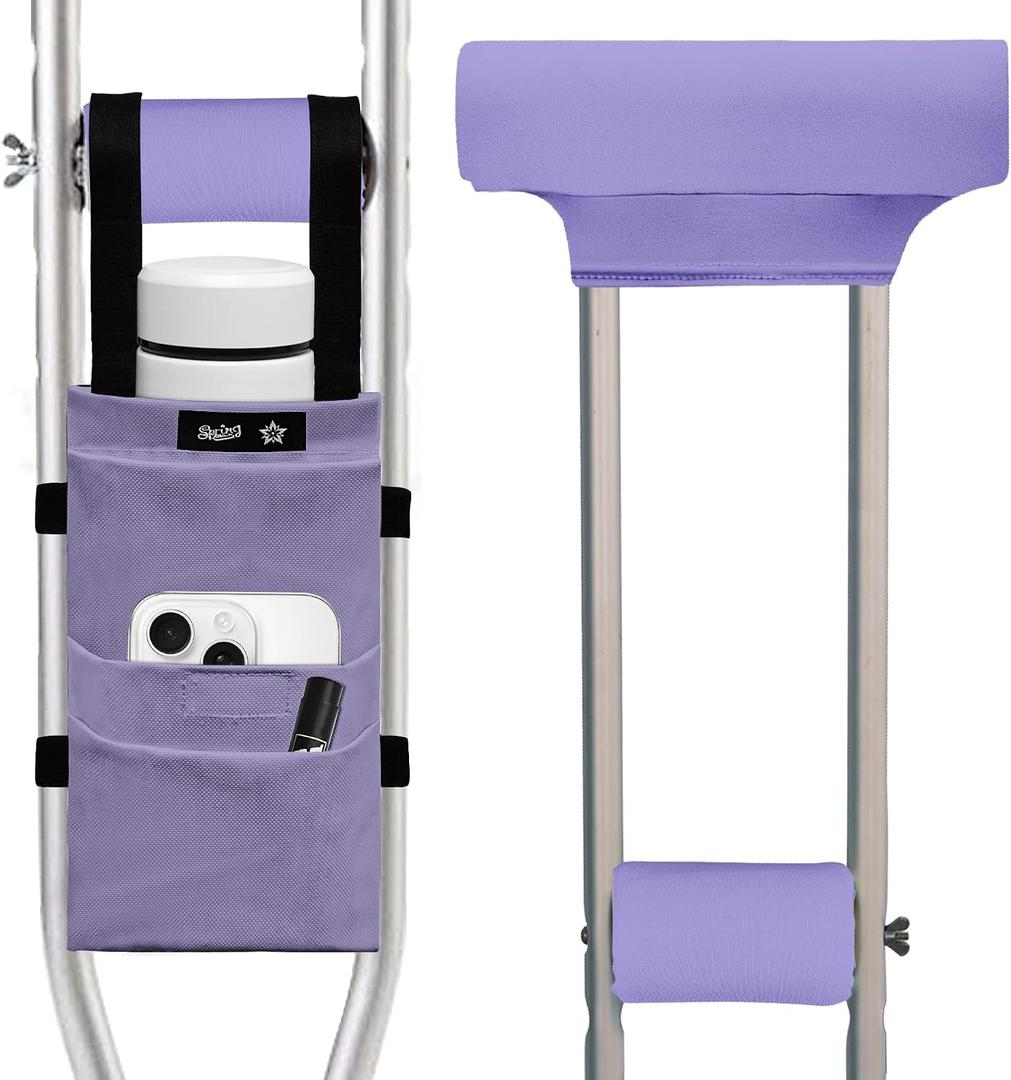 SPRING SEAON Crutches Padding & Crutch Bag (5 PCS) - Crutch Pads for Armpits and Hand Grips Water-Resistant Pouch for Crutches Crutch Cushions Crutches Accessories for Kids, Men, Women Modena