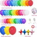 PERPAOL 146pcs Rainbow Balloon Arch Kit, 12 Assorted Multicolor Balloons for Birthday Party, Anniversary, Festival, Carnival Circus Decoration with Star Foil Confetti Balloons