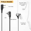 20 x Weewooday 20 Pack Walkie Talkies Earpiece with Mic Radio 2 Pin Acoustic Tube Headset Earpiece Compatible with Baofeng UV-5R Retevis H-777 RT1 RT21 RT22 Arcshell AR-5 2 Way Radio
