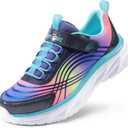 DREAM PAIRS Girls Shoes Sneakers Kids Tennis Shoes Sparkle ColorBurst Lightweight Running Casual Walking Shoes (11 Little Kid, Purple/Rainbow)