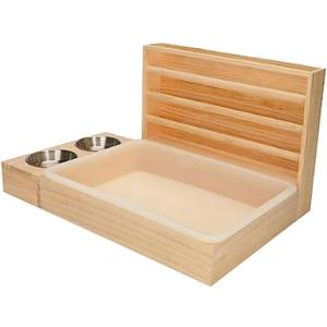 Bunny Feeder Manger Hay Wooden Rabbit Hay Feeder with Litter Box for Hamster Cage Accessories Bunny Small Animals Guinea Pig