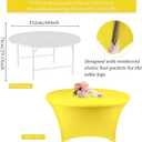 4 Pack 5FT Round Spandex Tablecloth 60 Inch Yellow Stretchable Table Cover Washable and Wrinkle Resistant Table Cloth, Fitted Round Table for Wedding, Banquet, Birthday, Party, Restaurant (Yellow)
