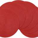 SHACOS Round Placemats Set of 6 Braided Cotton Polyester 15 inch Washable Place Mats for Dining Tables Christmas Table Mats Home Wedding Party Table Decor (Red, 6)