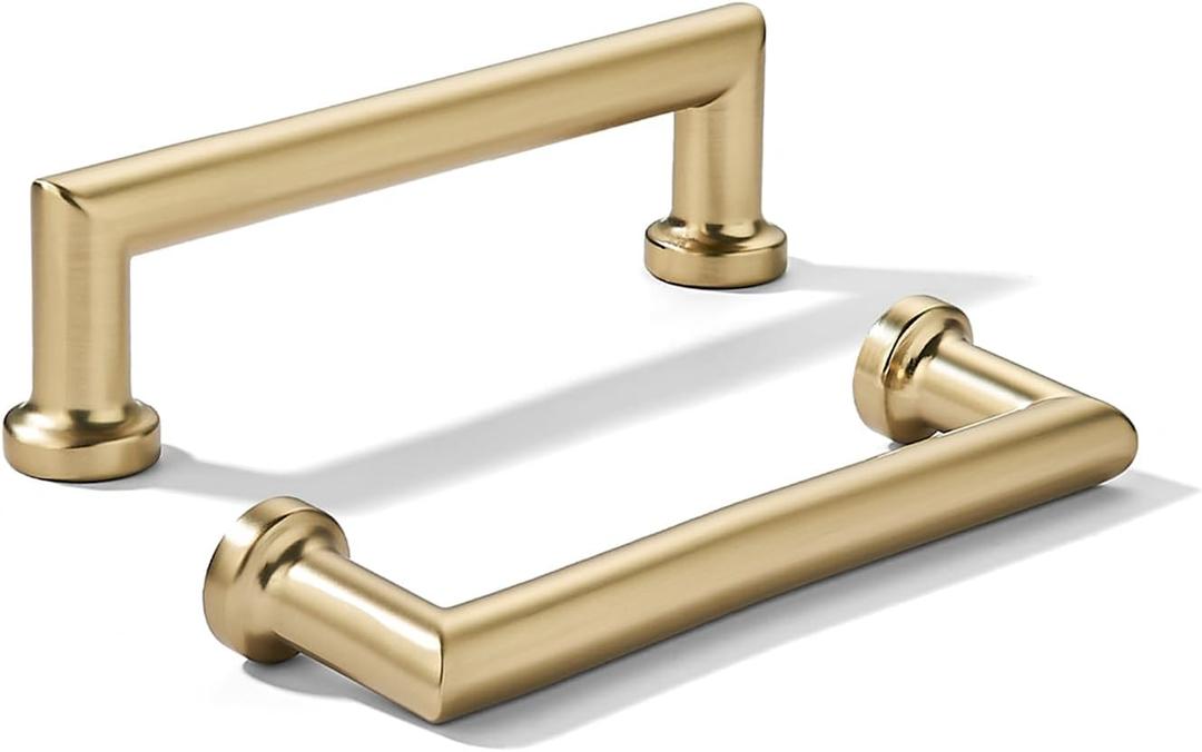 khtumeware 2-Pack 3-Inch(76mm) Brushed Brass Cabinet Pulls,Satin Brass Handles for Kitchen Cabinets, Cupboards, Drawers and Bathroom Hardware