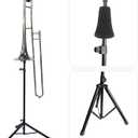 STRONGBERRY Trombone Stand & Trumpet Stand, Retractable Height Adjustable with Non-Slip Base, Foldable Triangle Design for Standard Brass Instruments