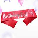Birthday Girl Sash for Women Foil Letter for Women 21st 30th 40th 50th 60th Gifts Red and Silver Birthday Party Decorations and Supplies