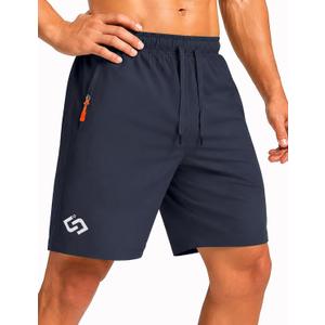 Men's 7" Athletic Gym Shorts with Zipper Pockets, Quick Dry, Large 34