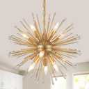 Modern Sputnik Chandelier,Gold Firework Pendant Light 12-Light Dining Room Chandeliers Hanging Light Fixture for Kitchen Foyer Living Room Entryway UL Listed