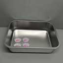 Stainless Steel Litter Box - Metal Small Cat Kitty Litter Box Pan, Indoor Low Entry Litterbox Tray, Odor-Free, Non-Stick, Easy Cleaning Pet Toilet Supplies for Kitten, Rabbit, Dog, 15.7"L x 11.8"W x 3.9"H