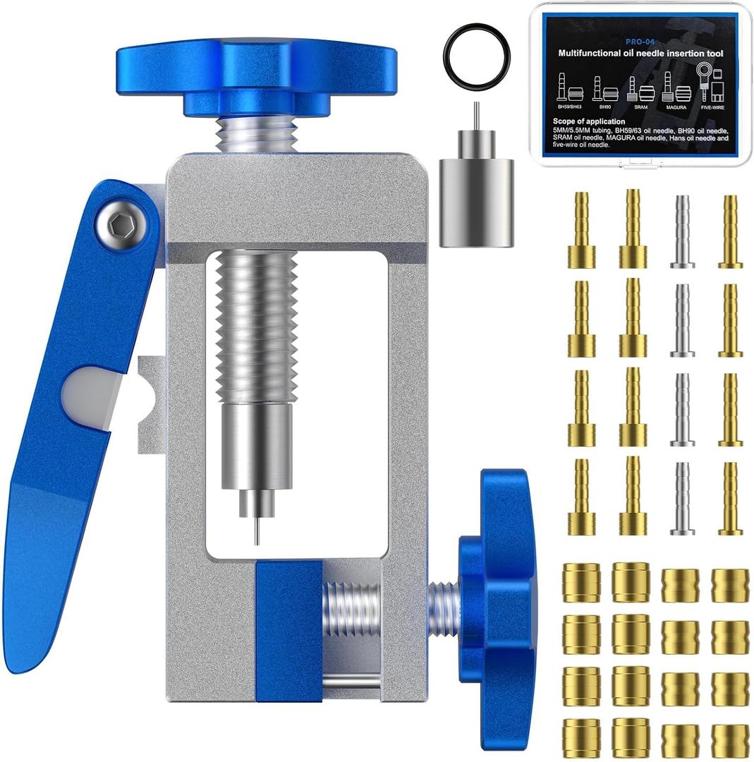 Pawfly 2 in 1 Bike Hydraulic Brake Tool Kit, Bicycle Oil Brake Needle Driver Insertion Tool with Hydraulic Hose Cutter, Hydraulic Hose Fitting Insert Tool, Hydraulic Disc Brake Hose Line Cutter