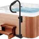 Neorexon Hot Tub Handrails, 38"-58" Adjustable Height SPA Handrail with 360 Swivel Option& Non-Slip Handle, 600 LBS SPA Side Handrail Slide Under Mount Base for Indoor & Outdoor