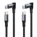 SUNGUY Right Angle USB C to USB C Cable 1FT [2Pack], Longer 90 Degree Type C 60W Fast Charging Cable, USB-C Car Charger Cord for iPhone 17/16/15 Pro Max, Samsung Galaxy S25/24, iPad Pro, MacBook (Grey)