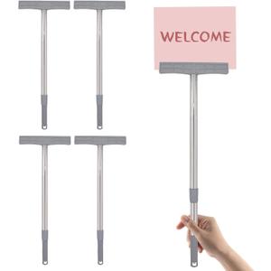 5 PCS Adjustable Handheld Sign Holder, 19.6-30.7 Inch Stainless Steel Hand Held Sign Stand Poster Billboard Airport Pick Up Sign Holder Tour Guide Pole, No Signboard