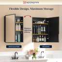 Keonjinn 24" x 26" Black Medicine Cabinets Mirror, Wall Mount or in Wall | Made In Aluminum Rust-resistant, Adjustable Shelves, Fully Assembled, Recessed Medicine Cabinet for Bathroom, Single Door