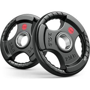 GIKPAL 2-inch Rubber Olympic Grip Weight Plates for Strength Training, Weightlifting in Home & Gym, Barbell Weights Plates Set (2.5/5/10/25/35/45 LB)