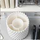 Lebenrich Rotating Pen Holder for Desk, 5 Slots Unique White Desk Organizer Easthetic Desktop Supplies and Accessories for Women Girls, Pencil Cup Caddy for Office Home Art Supply