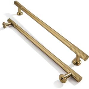 khtumeware 8 Inch Hole Center 2 Pack Brushed Brass Heavy Duty Solid Warm Brass Cabinet Pulls, Kitchen Drawer Handles, for Dresser cabinets, cabinets