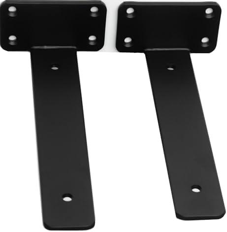 6 Pack - 10 inch Black Hidden L Shelf Bracket (1/5 Inch Thicked) Iron Floating Shelf Brackets Rustic Industrial Metal Brackets for Shelf Support