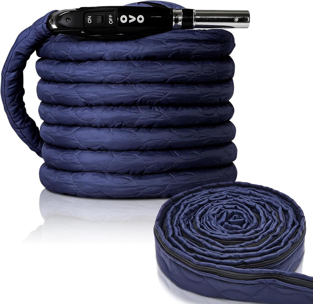Moukeren 37 ft Central Vacuum Hose Cover Universal Padded Cover with Zipper Fits All 35 to 37 ft Central Vacuum Hose Cleaner Parts Accessories Machine Washable Easy Installation Protect Wall Floor