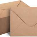 50 Packs of A7 Envelopes for Invitation, Kraft 5x7 Envelopes with V Flap, Great for Graduation, Invitation, Baby Shower, Wedding and RSVP Cards (Brown), One Size