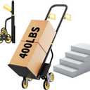 Stair Climbing Hand Truck, 440Lb Capacity, Heavy Duty Dolly Cart for Stairs with Six Wheels & Telescoping Handle, Folding Stair Climbing Trolley for Shopping Home Moving Warehouse (Yellow)
