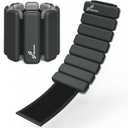 Sportneer Wrist & Ankle Weights for Women Men - 1 Pair (1 lb/2 lb Each) | Adjustable Weighted Bracelet Silicone Bangles for Yoga, Dance, Pilates, Cardio, Aerobics, Gym, Pool Exercises and Jogging (Polar Night Black)