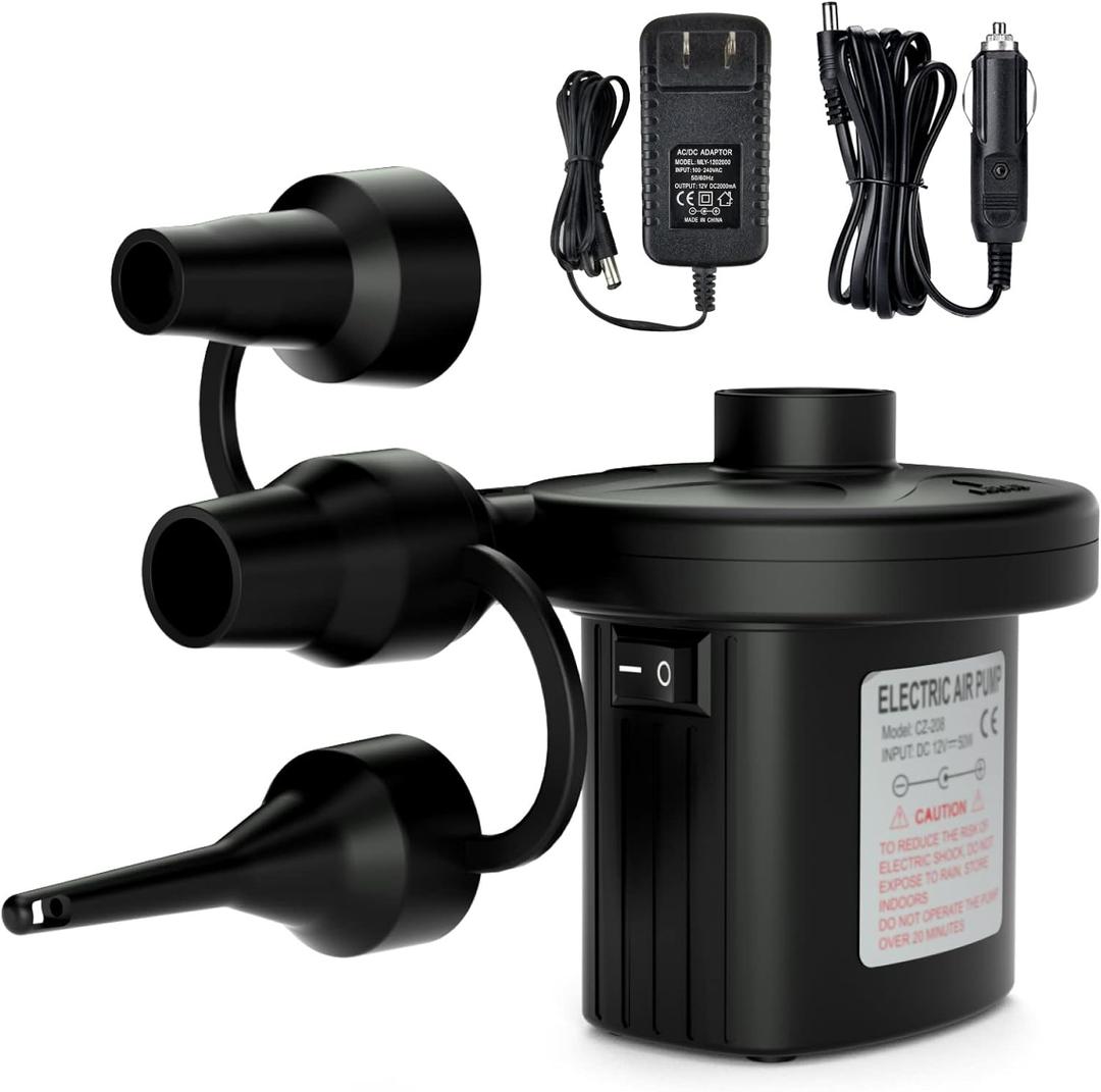 Jasonwell Electric Air Pump Portable Quick-Fill AC DC Inflator Deflator Pump for Air Mattress Inflatables Pool Floats Water Toy Raft Bed Boat Pool Toy with Nozzles 110-240 V