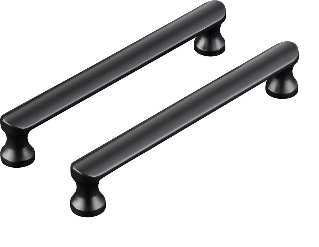 5 Pack Black Cabinet Handles 3-3/4 Inch Hole Spacing Black Kitchen Cabinet Handles Matte Black Cabinet Pulls Kitchen Hardware for Cabinet