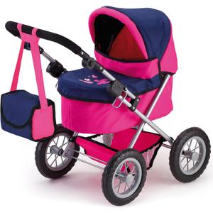 Bayer Trendy Doll Pram, Kids Play Stroller with Adjustable Handle, 18 inch Capacity